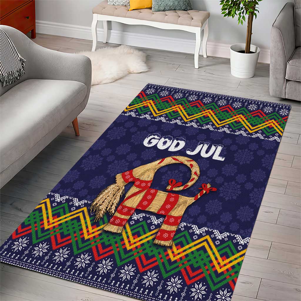 Scandinavian Yule Goat Christmas Area Rug with Scandinavian Folk Pattern Style - Wonder Print Shop