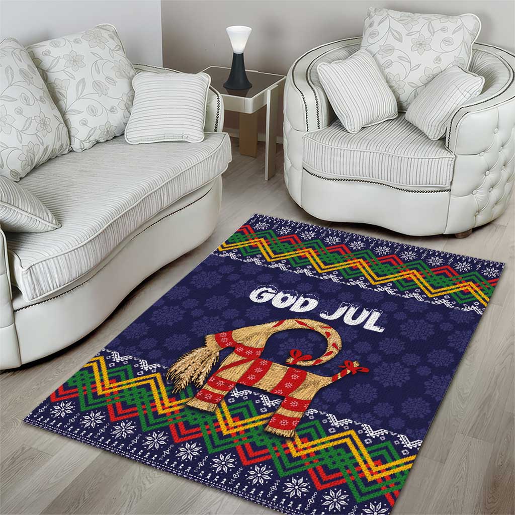 Scandinavian Yule Goat Christmas Area Rug with Scandinavian Folk Pattern Style - Wonder Print Shop