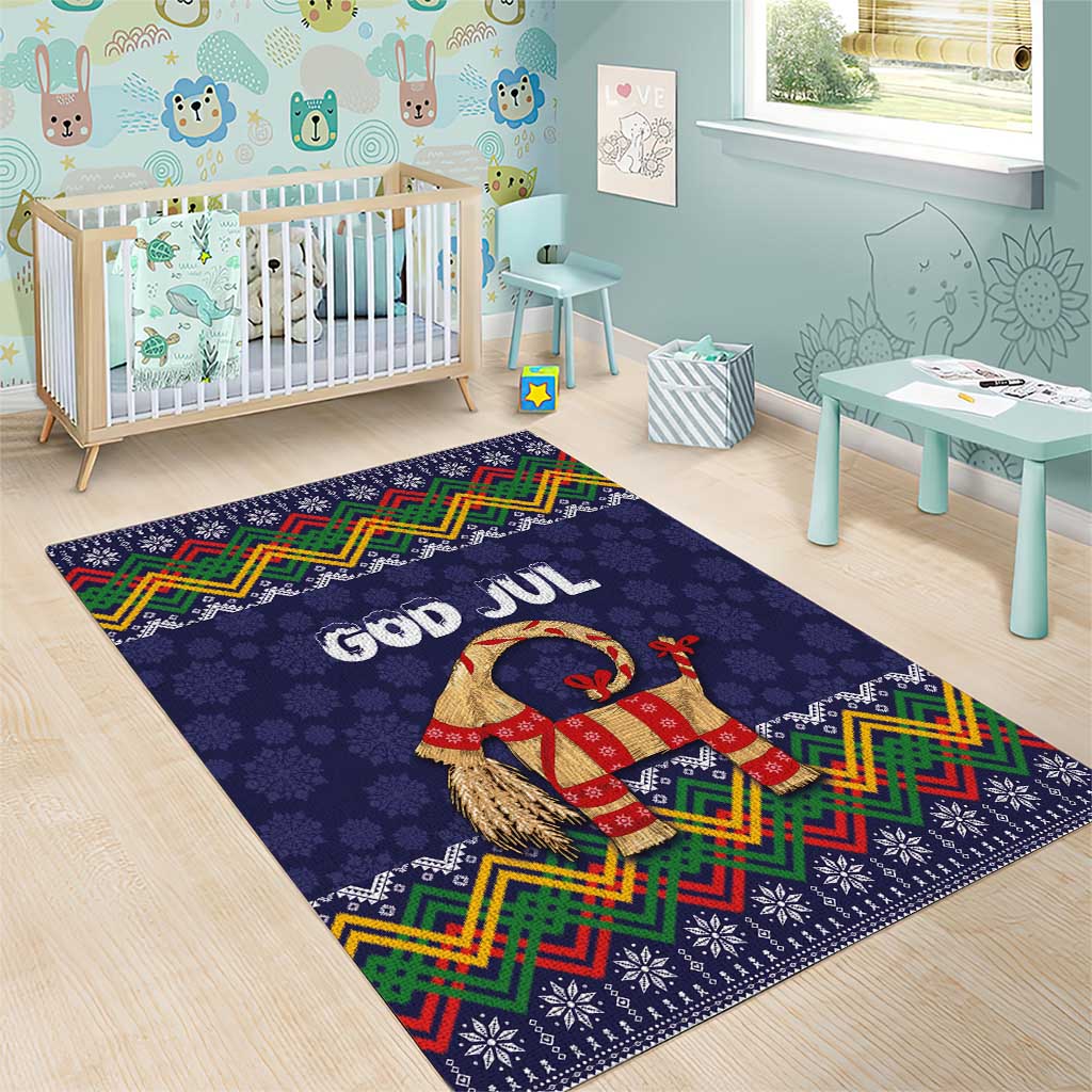 Scandinavian Yule Goat Christmas Area Rug with Scandinavian Folk Pattern Style - Wonder Print Shop