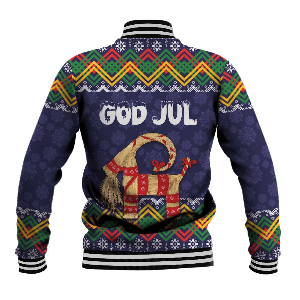 Scandinavian Yule Goat Christmas Baseball Jacket with Scandinavian Folk Pattern Style - Wonder Print Shop