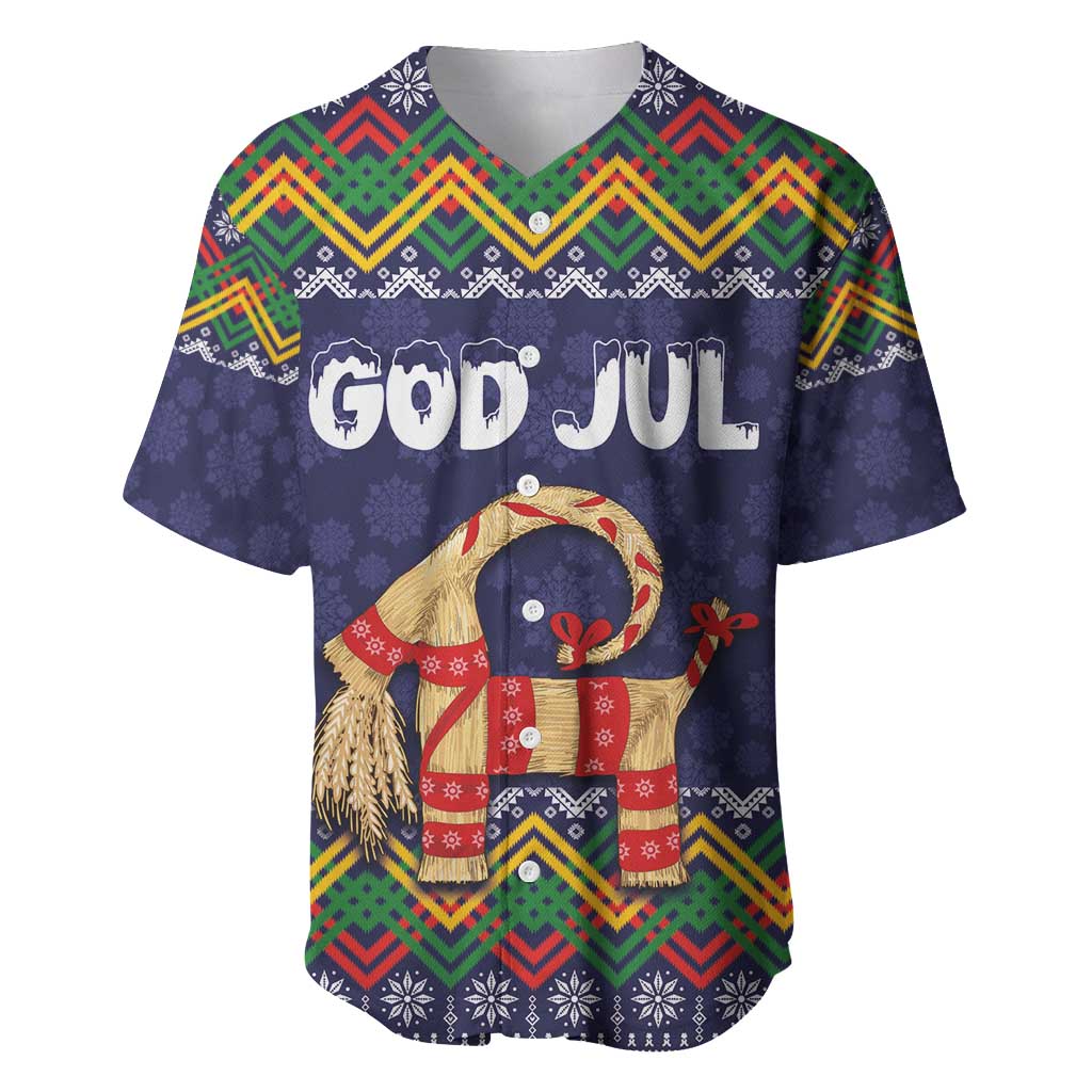 Scandinavian Yule Goat Christmas Baseball Jersey with Scandinavian Folk Pattern Style - Wonder Print Shop