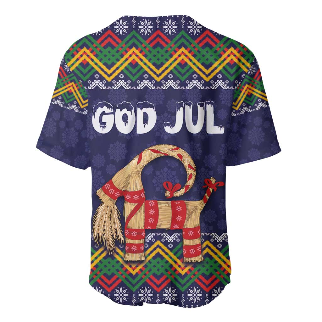 Scandinavian Yule Goat Christmas Baseball Jersey with Scandinavian Folk Pattern Style - Wonder Print Shop