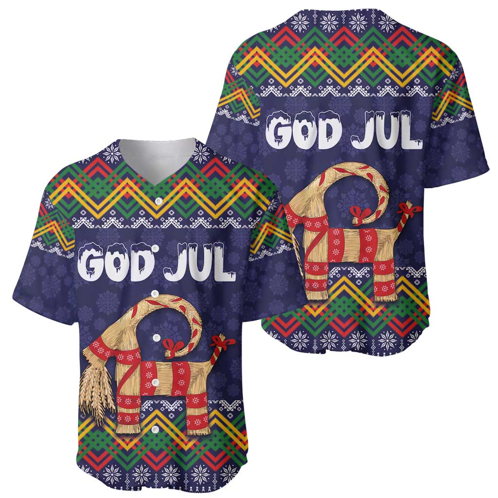 Scandinavian Yule Goat Christmas Baseball Jersey with Scandinavian Folk Pattern Style - Wonder Print Shop