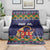 Scandinavian Yule Goat Christmas Blanket with Scandinavian Folk Pattern Style