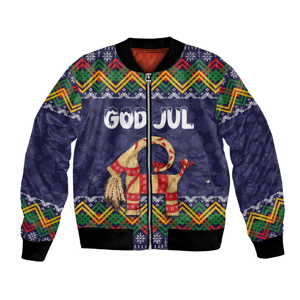 Scandinavian Yule Goat Christmas Bomber Jacket with Scandinavian Folk Pattern Style - Wonder Print Shop