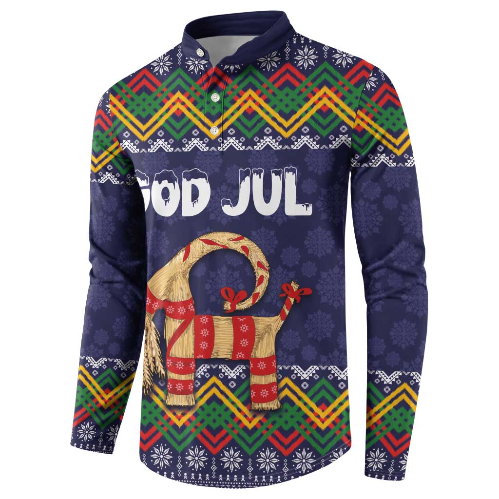 Scandinavian Yule Goat Christmas Button Sweatshirt with Scandinavian Folk Pattern Style - Wonder Print Shop