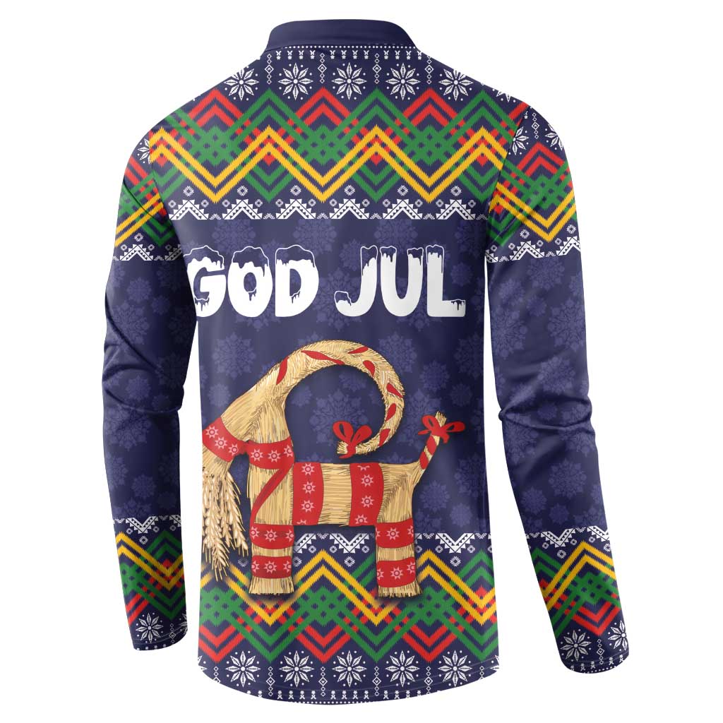 Scandinavian Yule Goat Christmas Button Sweatshirt with Scandinavian Folk Pattern Style - Wonder Print Shop