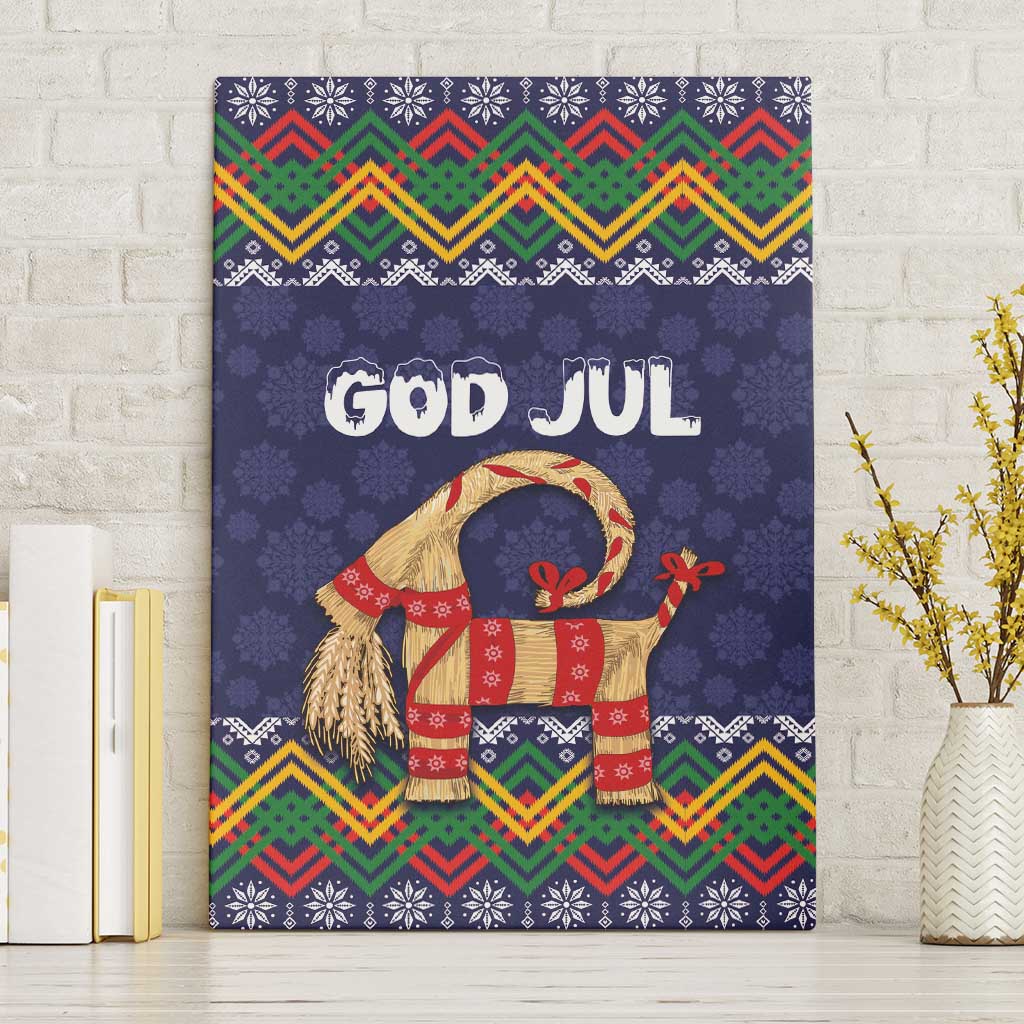 Scandinavian Yule Goat Christmas Canvas Wall Art with Scandinavian Folk Pattern Style - Wonder Print Shop