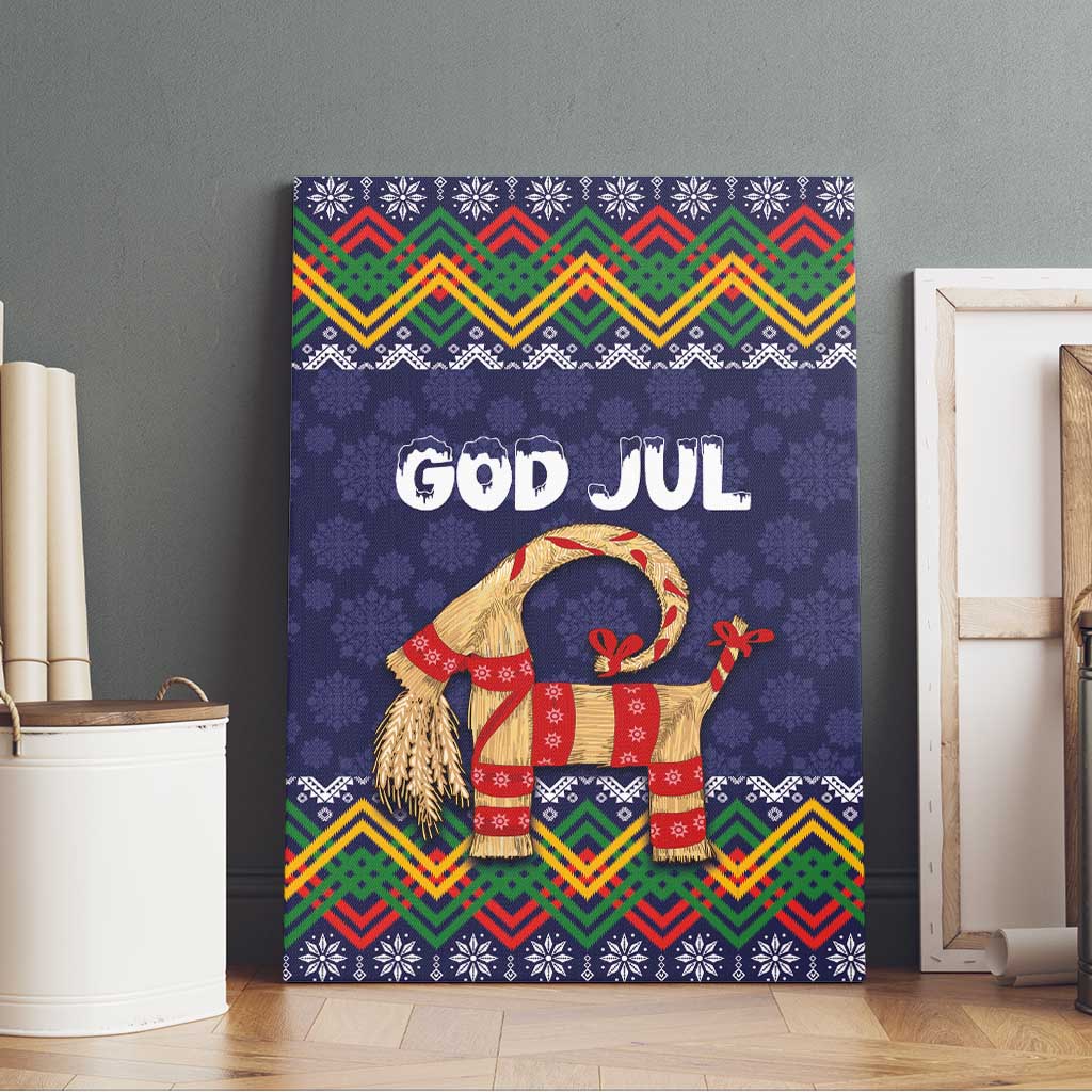 Scandinavian Yule Goat Christmas Canvas Wall Art with Scandinavian Folk Pattern Style - Wonder Print Shop