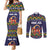 Scandinavian Yule Goat Christmas Couples Matching Mermaid Dress and Long Sleeve Button Shirt with Scandinavian Folk Pattern Style