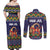 Scandinavian Yule Goat Christmas Couples Matching Off Shoulder Maxi Dress and Long Sleeve Button Shirt with Scandinavian Folk Pattern Style - Wonder Print Shop