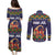 Scandinavian Yule Goat Christmas Couples Matching Puletasi and Long Sleeve Button Shirt with Scandinavian Folk Pattern Style - Wonder Print Shop