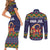 Scandinavian Yule Goat Christmas Couples Matching Short Sleeve Bodycon Dress and Long Sleeve Button Shirt with Scandinavian Folk Pattern Style - Wonder Print Shop
