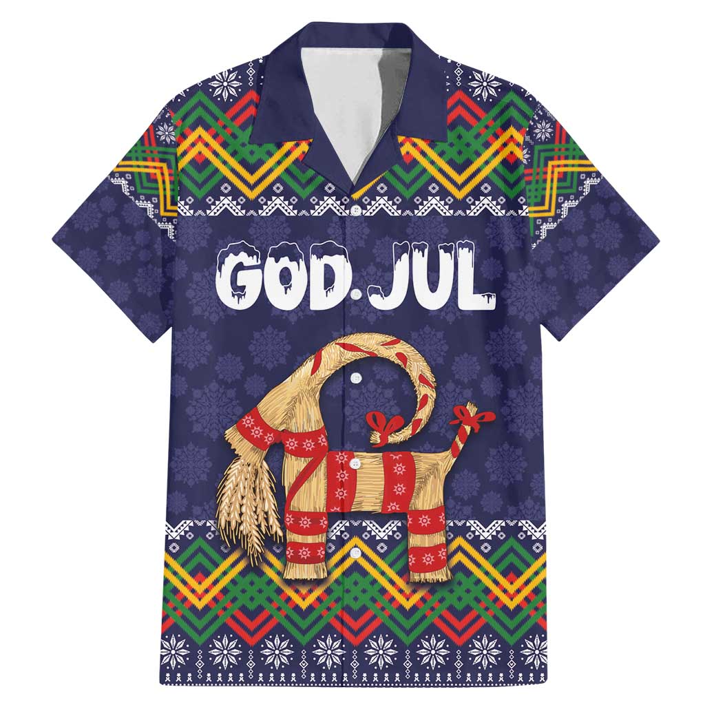 Scandinavian Yule Goat Christmas Family Matching Mermaid Dress and Hawaiian Shirt with Scandinavian Folk Pattern Style - Wonder Print Shop