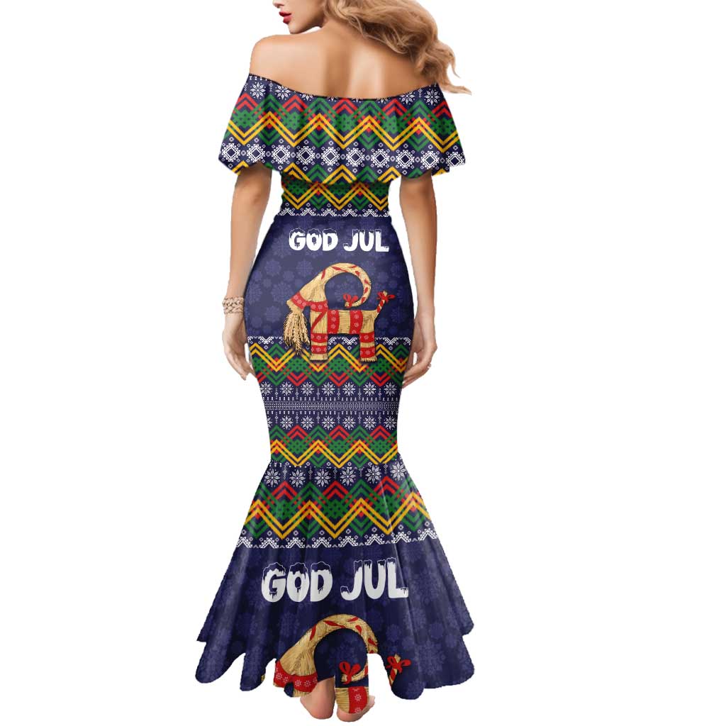 Scandinavian Yule Goat Christmas Family Matching Mermaid Dress and Hawaiian Shirt with Scandinavian Folk Pattern Style - Wonder Print Shop