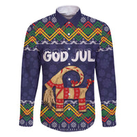 Scandinavian Yule Goat Christmas Family Matching Off The Shoulder Long Sleeve Dress and Hawaiian Shirt with Scandinavian Folk Pattern Style - Wonder Print Shop