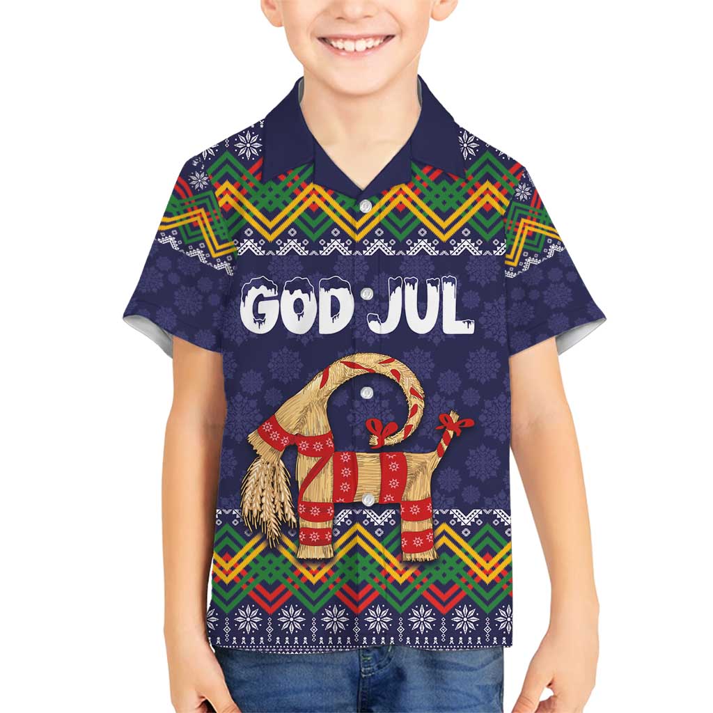 Scandinavian Yule Goat Christmas Family Matching Off Shoulder Maxi Dress and Hawaiian Shirt with Scandinavian Folk Pattern Style - Wonder Print Shop
