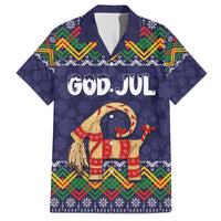 Scandinavian Yule Goat Christmas Family Matching Off Shoulder Short Dress and Hawaiian Shirt with Scandinavian Folk Pattern Style - Wonder Print Shop