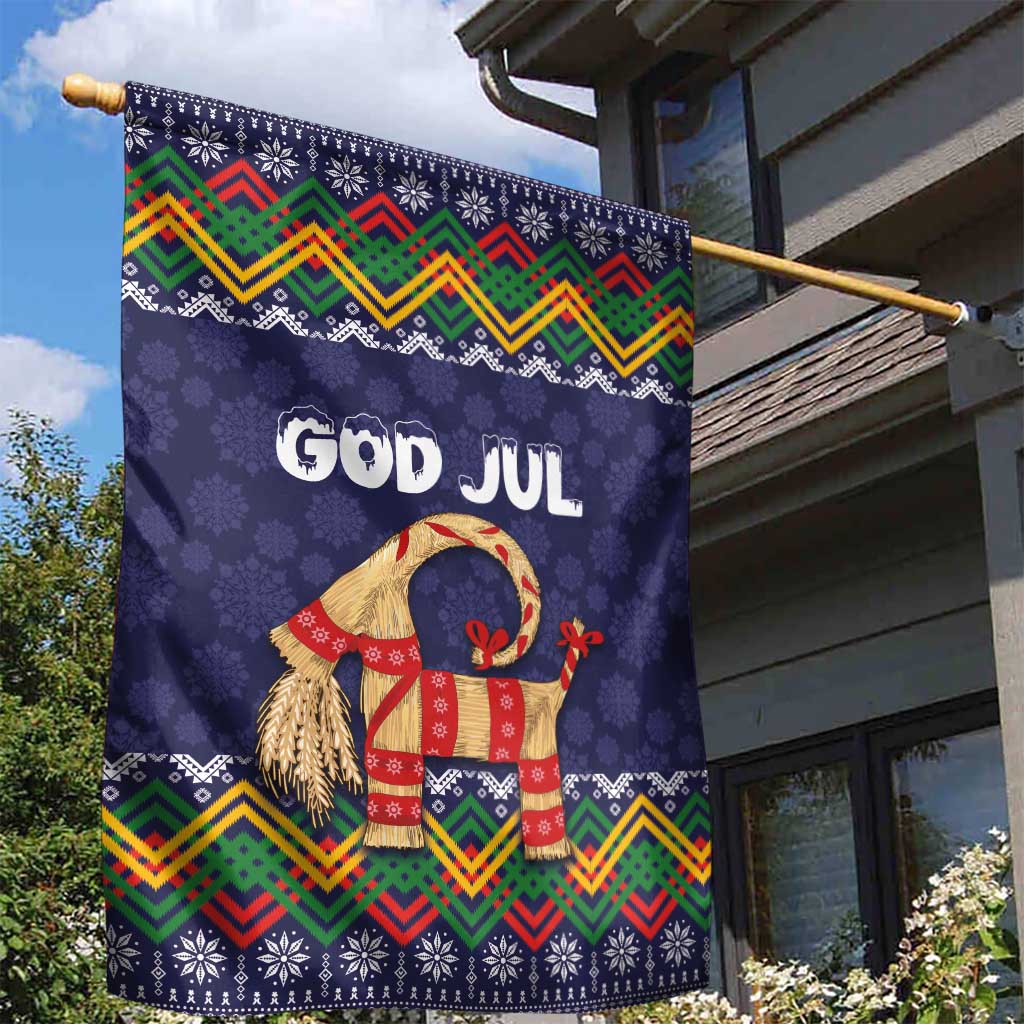 Scandinavian Yule Goat Christmas Garden Flag with Scandinavian Folk Pattern Style - Wonder Print Shop