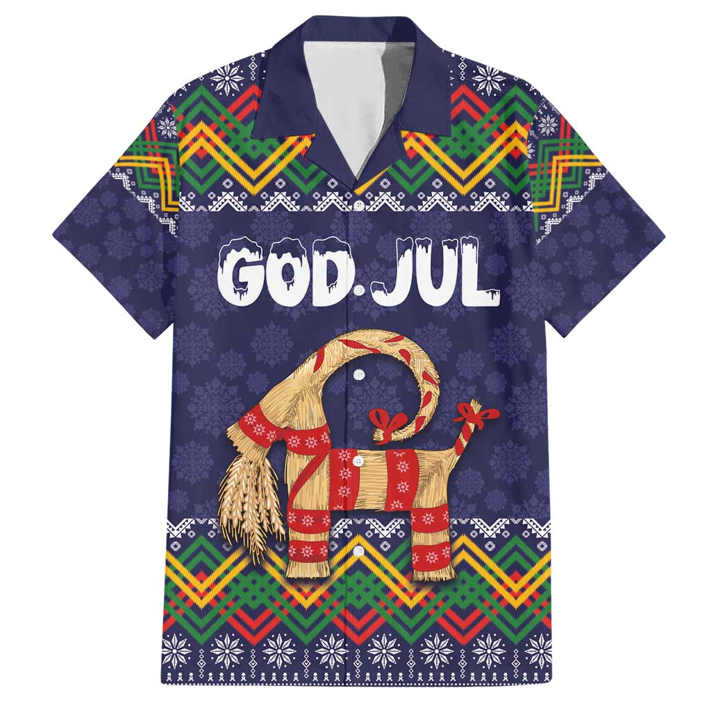Scandinavian Yule Goat Christmas Hawaiian Shirt with Scandinavian Folk Pattern Style - Wonder Print Shop