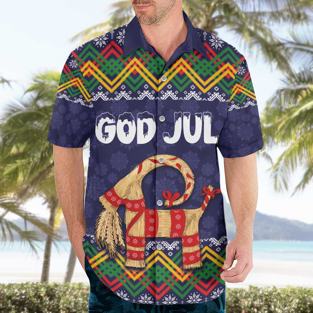 Scandinavian Yule Goat Christmas Hawaiian Shirt with Scandinavian Folk Pattern Style - Wonder Print Shop