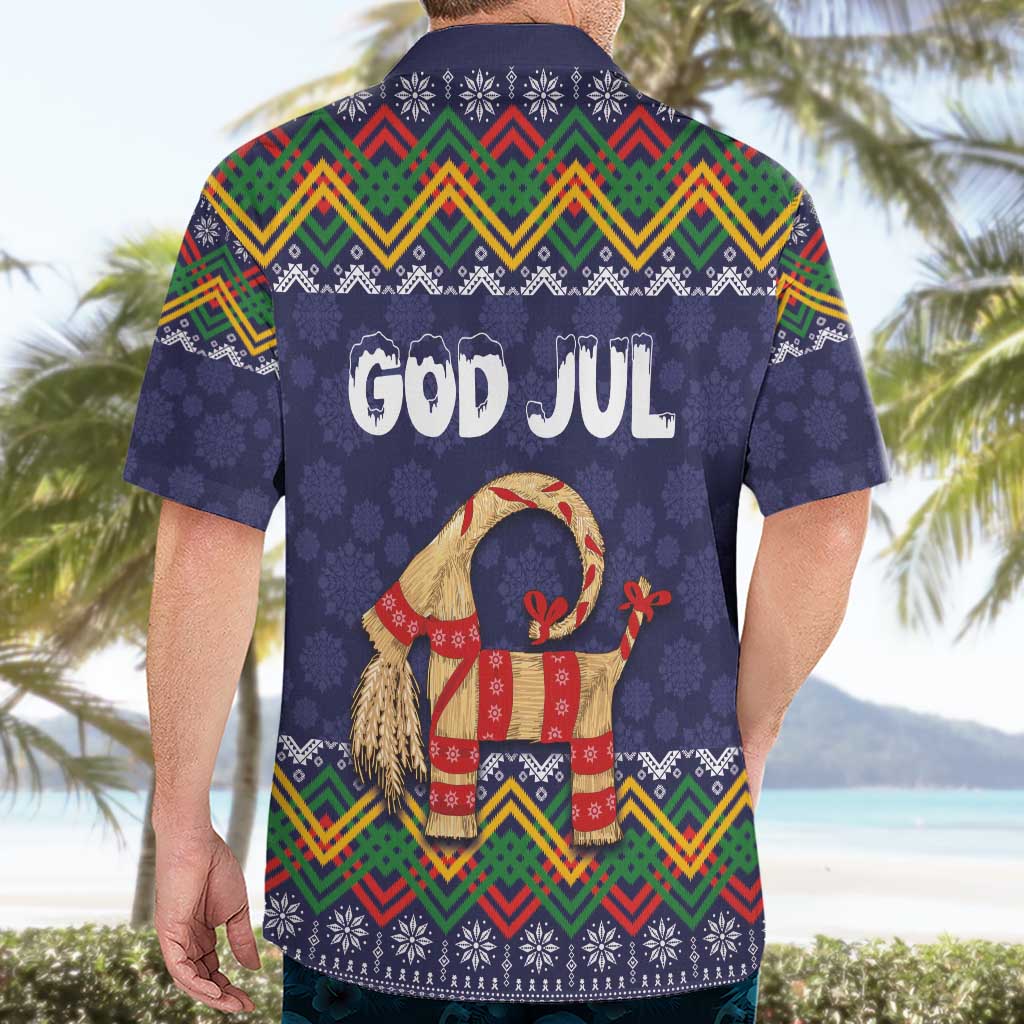 Scandinavian Yule Goat Christmas Hawaiian Shirt with Scandinavian Folk Pattern Style - Wonder Print Shop