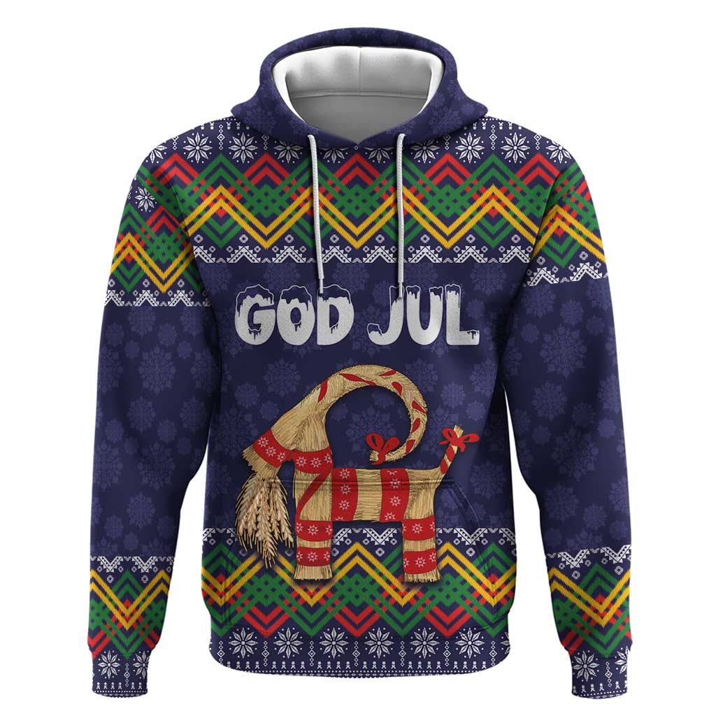 Scandinavian Yule Goat Christmas Hoodie with Scandinavian Folk Pattern Style - Wonder Print Shop