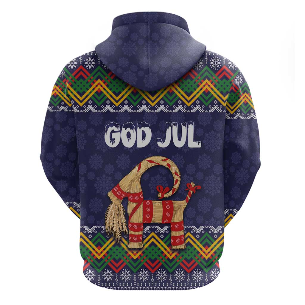 Scandinavian Yule Goat Christmas Hoodie with Scandinavian Folk Pattern Style - Wonder Print Shop