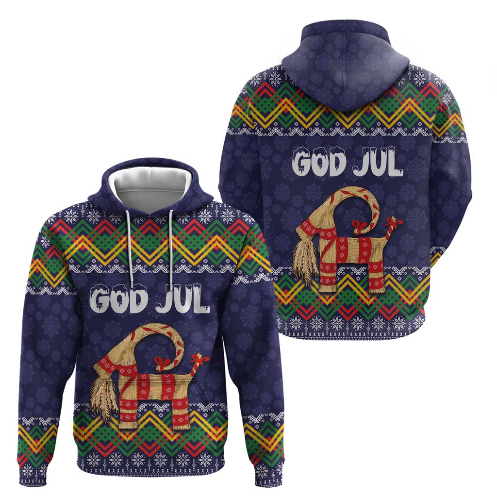 Scandinavian Yule Goat Christmas Hoodie with Scandinavian Folk Pattern Style - Wonder Print Shop