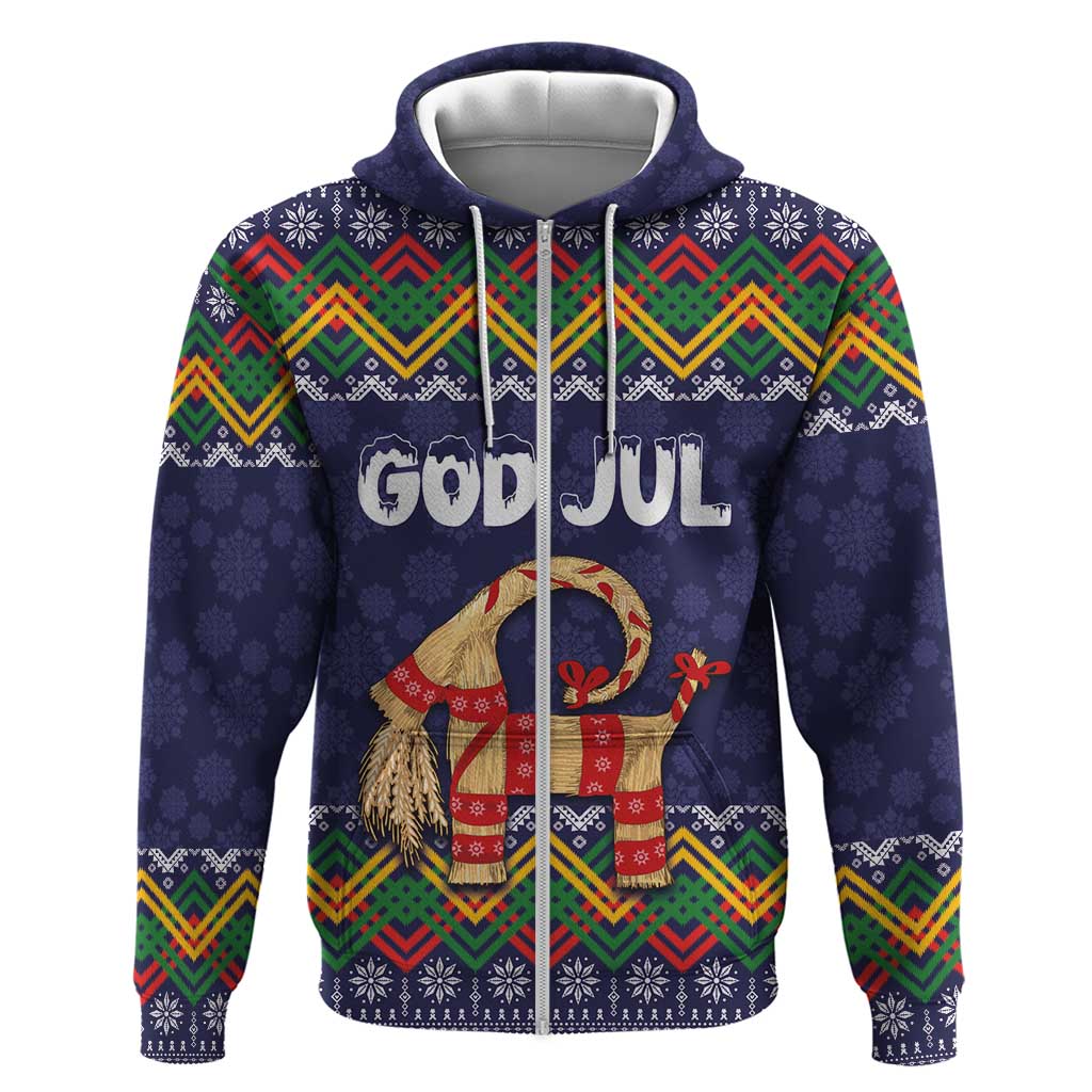 Scandinavian Yule Goat Christmas Hoodie with Scandinavian Folk Pattern Style - Wonder Print Shop