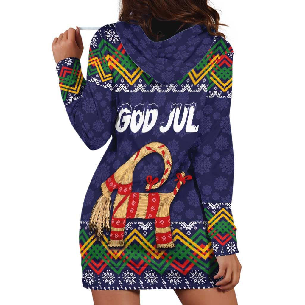 Scandinavian Yule Goat Christmas Hoodie Dress with Scandinavian Folk Pattern Style - Wonder Print Shop