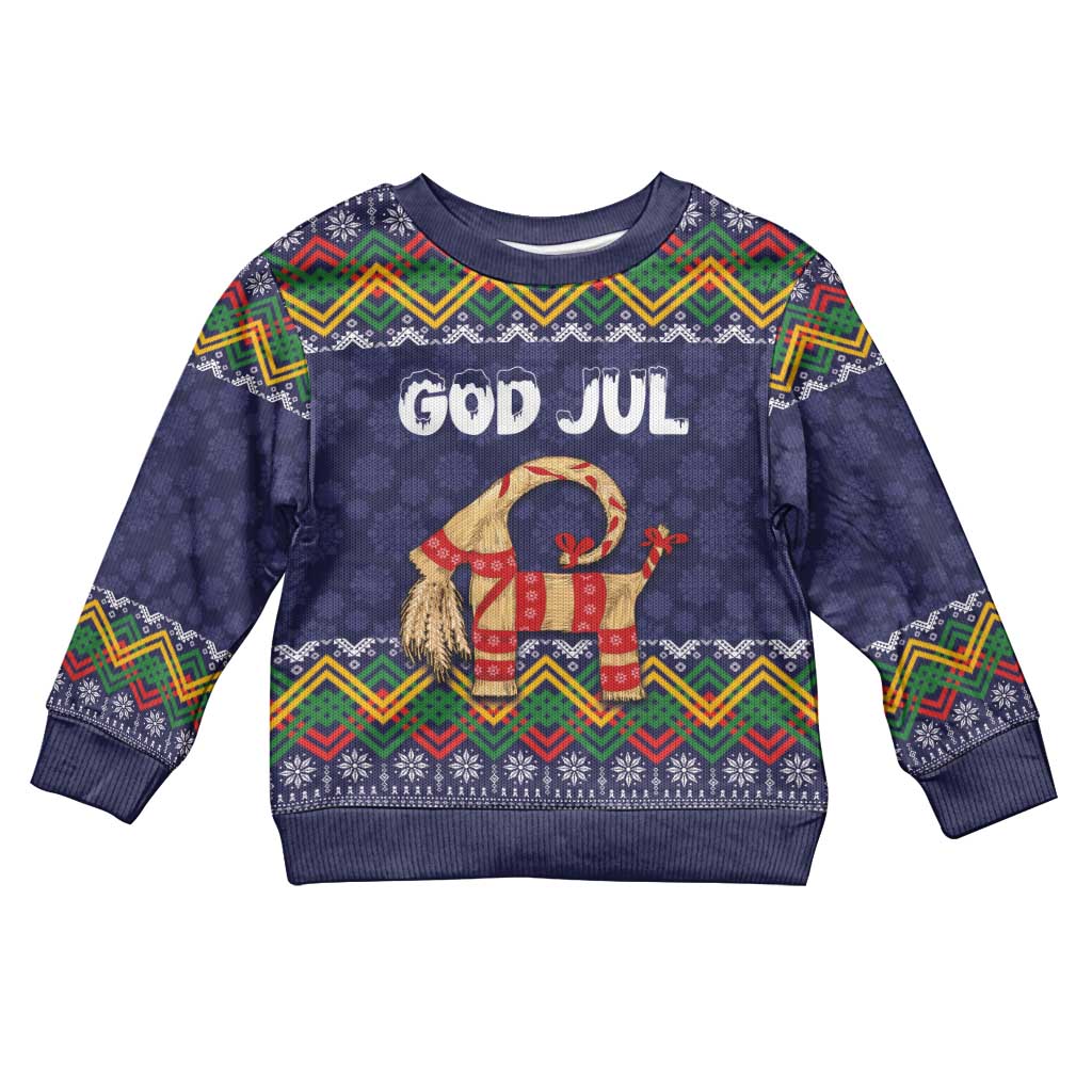Scandinavian Yule Goat Christmas Kid Ugly Christmas Sweater with Scandinavian Folk Pattern Style - Wonder Print Shop