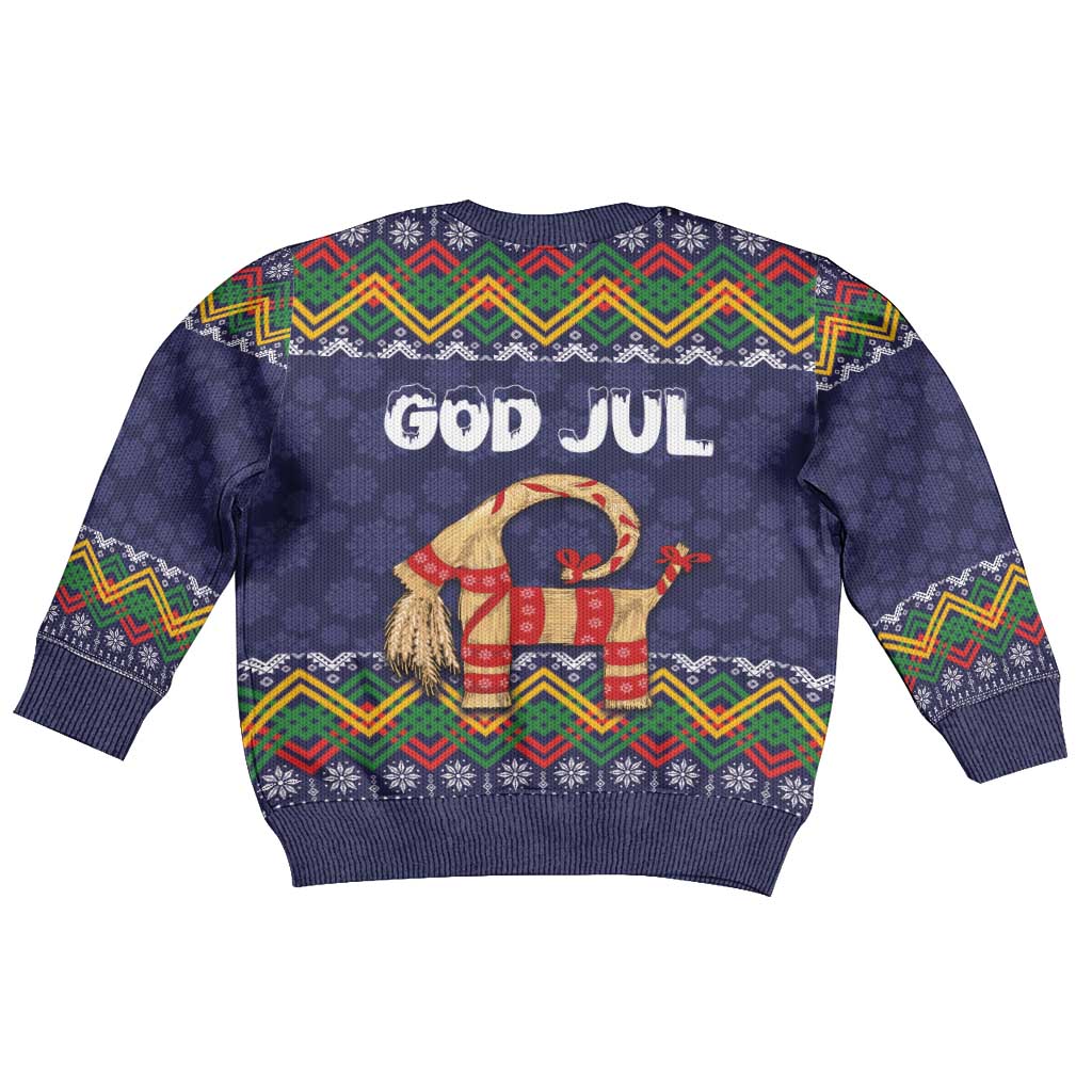 Scandinavian Yule Goat Christmas Kid Ugly Christmas Sweater with Scandinavian Folk Pattern Style - Wonder Print Shop