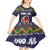 Scandinavian Yule Goat Christmas Kid Short Sleeve Dress with Scandinavian Folk Pattern Style - Wonder Print Shop
