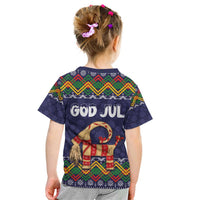 Scandinavian Yule Goat Christmas Kid T Shirt with Scandinavian Folk Pattern Style - Wonder Print Shop