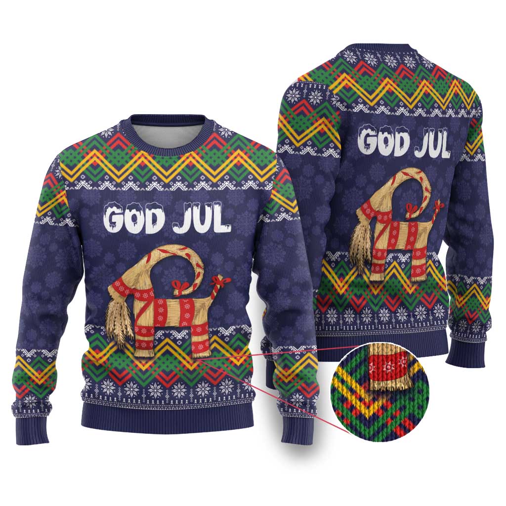 Scandinavian Yule Goat Christmas Ugly Christmas Sweater with Scandinavian Folk Pattern Style - Wonder Print Shop