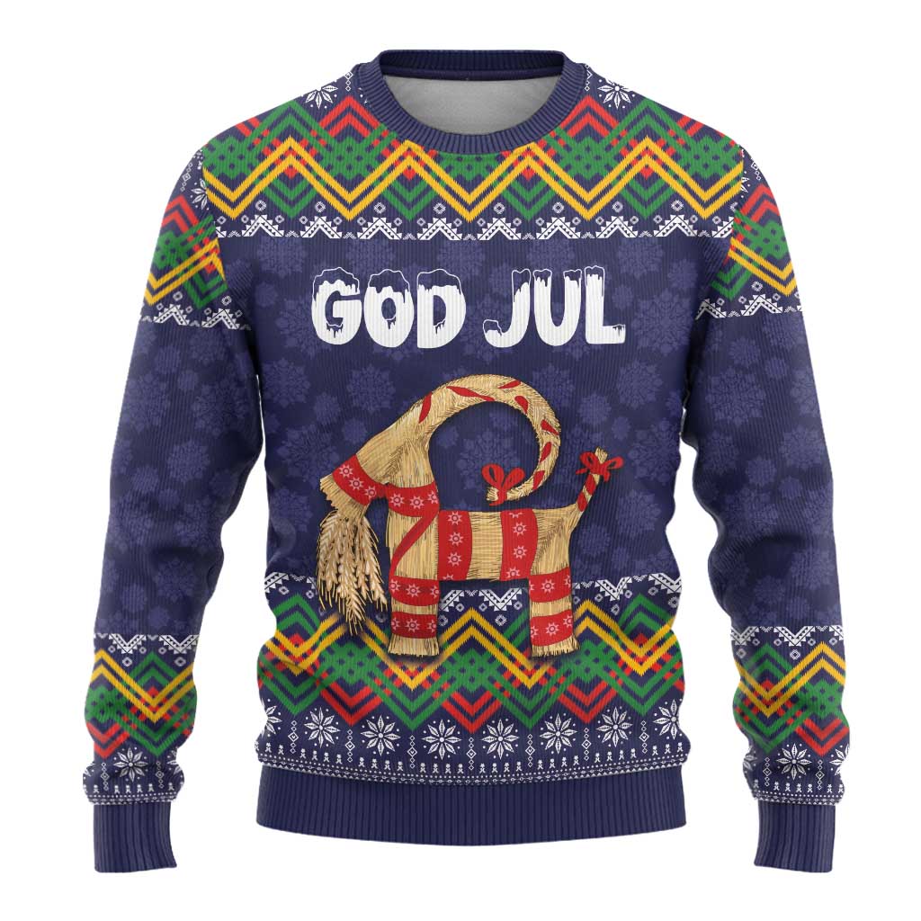 Scandinavian Yule Goat Christmas Ugly Christmas Sweater with Scandinavian Folk Pattern Style - Wonder Print Shop