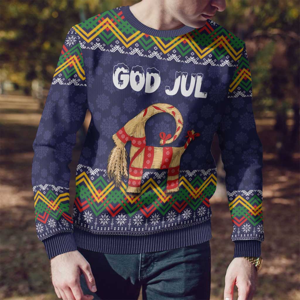 Scandinavian Yule Goat Christmas Ugly Christmas Sweater with Scandinavian Folk Pattern Style - Wonder Print Shop