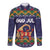 Scandinavian Yule Goat Christmas Long Sleeve Button Shirt with Scandinavian Folk Pattern Style - Wonder Print Shop