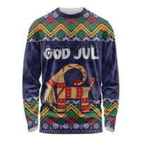Scandinavian Yule Goat Christmas Long Sleeve Shirt with Scandinavian Folk Pattern Style - Wonder Print Shop