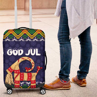 Scandinavian Yule Goat Christmas Luggage Cover with Scandinavian Folk Pattern Style - Wonder Print Shop