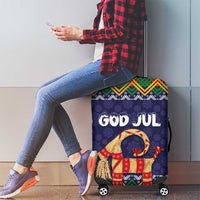 Scandinavian Yule Goat Christmas Luggage Cover with Scandinavian Folk Pattern Style - Wonder Print Shop