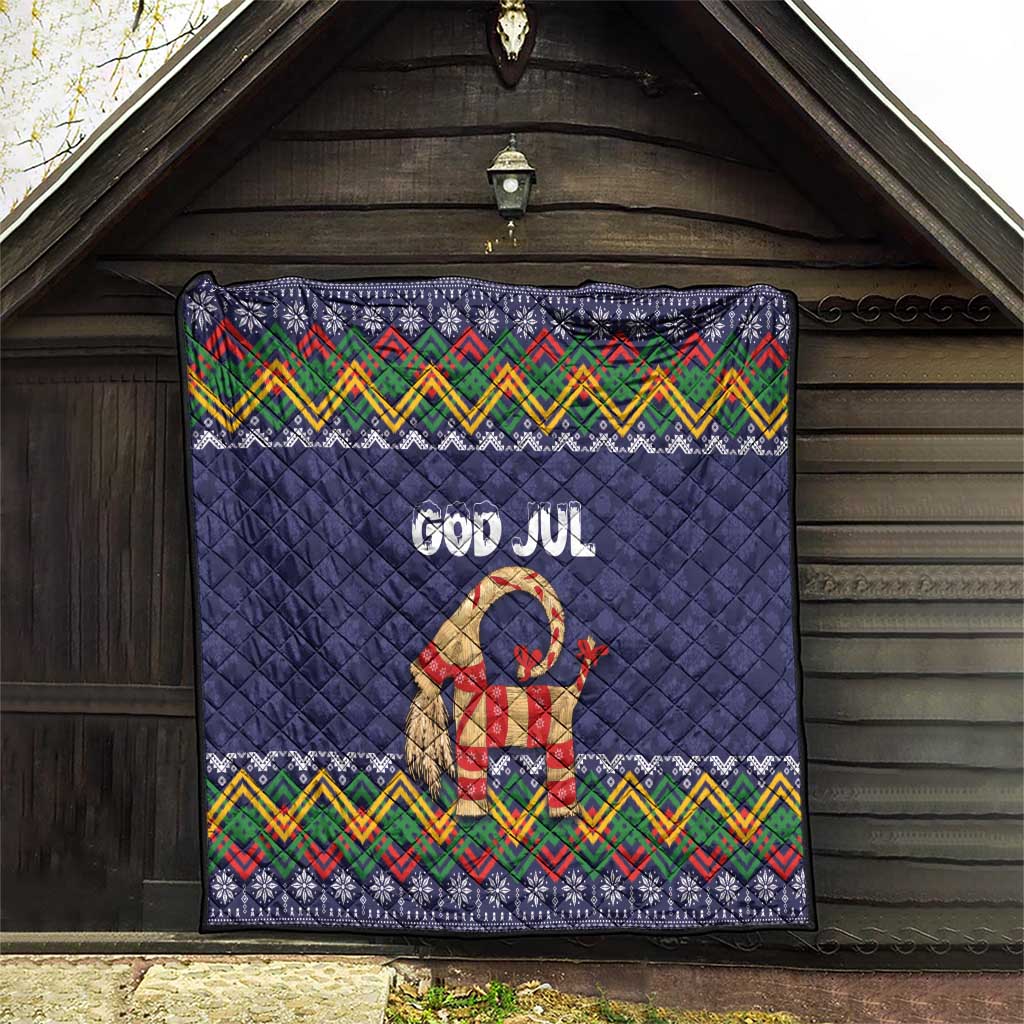 Scandinavian Yule Goat Christmas Quilt with Scandinavian Folk Pattern Style - Wonder Print Shop