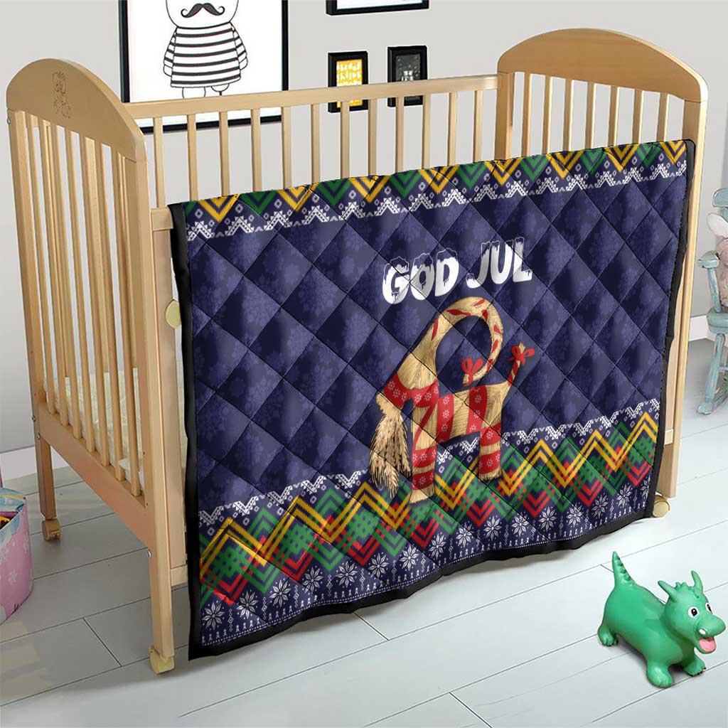 Scandinavian Yule Goat Christmas Quilt with Scandinavian Folk Pattern Style - Wonder Print Shop