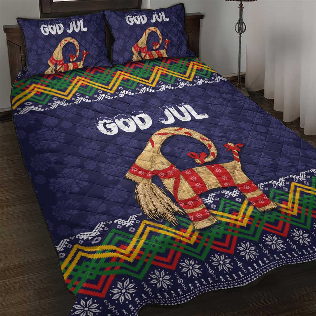 Scandinavian Yule Goat Christmas Quilt Bed Set with Scandinavian Folk Pattern Style - Wonder Print Shop