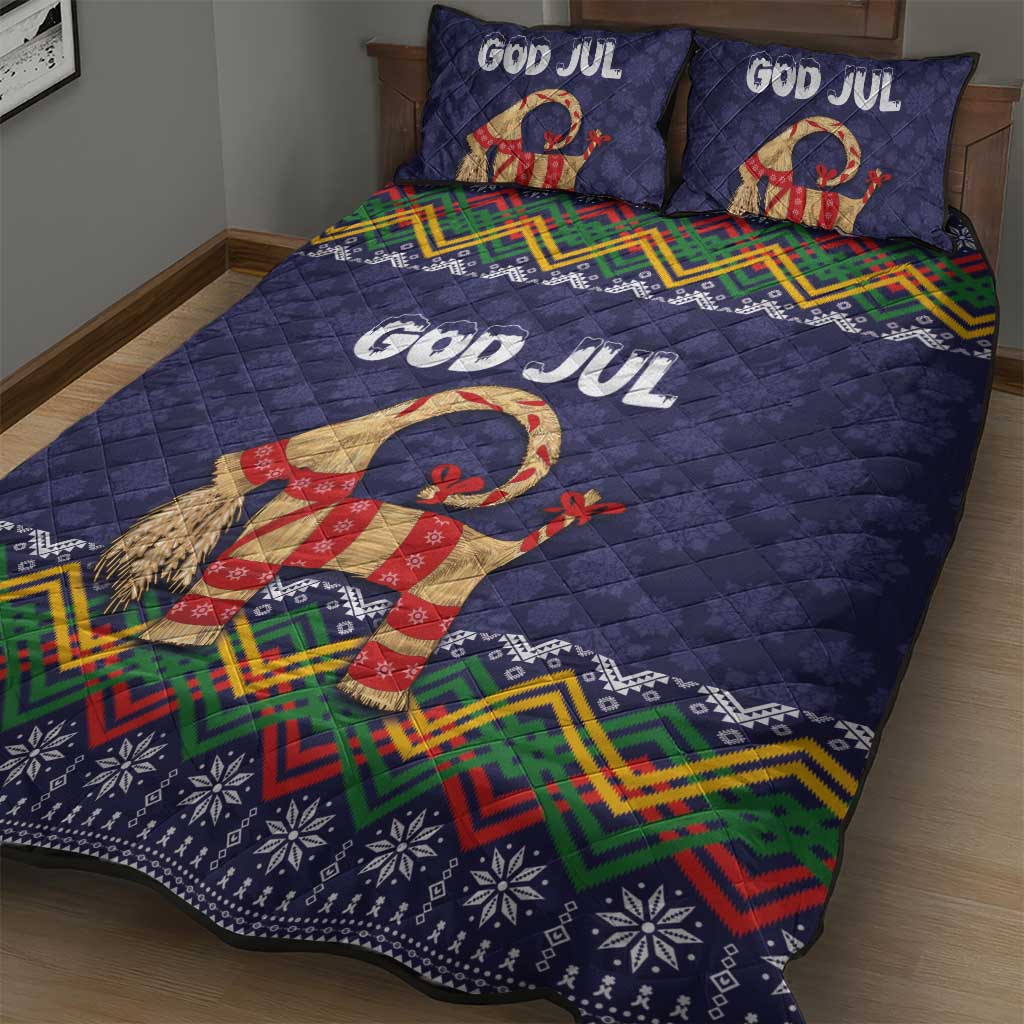 Scandinavian Yule Goat Christmas Quilt Bed Set with Scandinavian Folk Pattern Style - Wonder Print Shop