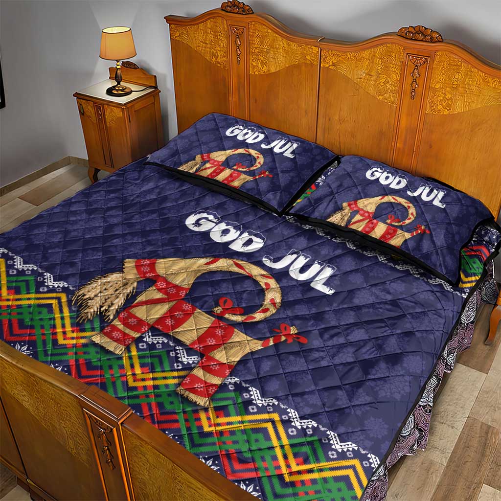 Scandinavian Yule Goat Christmas Quilt Bed Set with Scandinavian Folk Pattern Style - Wonder Print Shop