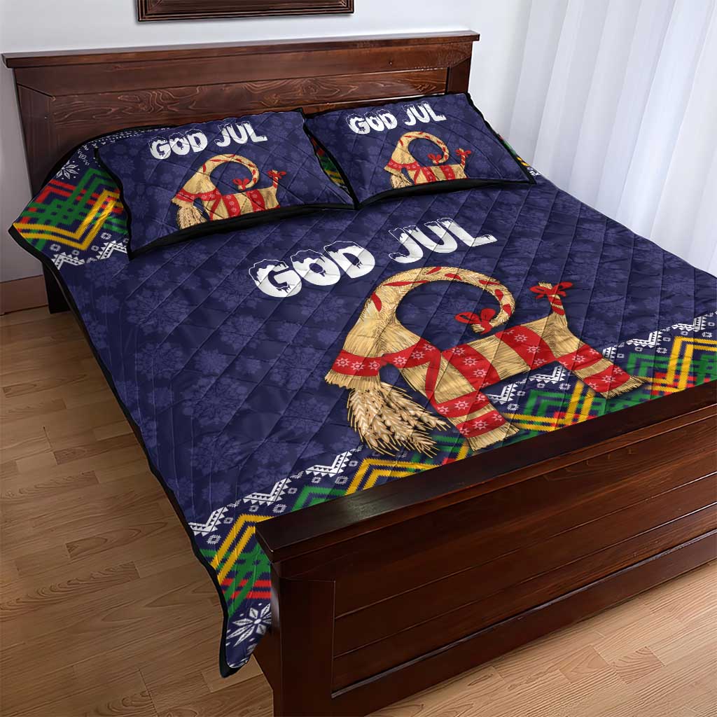 Scandinavian Yule Goat Christmas Quilt Bed Set with Scandinavian Folk Pattern Style - Wonder Print Shop