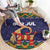 Scandinavian Yule Goat Christmas Round Carpet with Scandinavian Folk Pattern Style