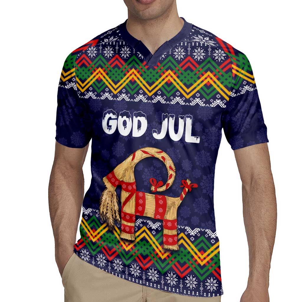 Scandinavian Yule Goat Christmas Rugby Jersey with Scandinavian Folk Pattern Style - Wonder Print Shop